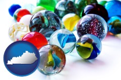 kentucky map icon and glass marbles