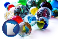 minnesota map icon and glass marbles