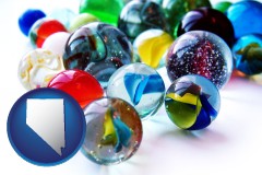 nevada map icon and glass marbles