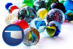 oklahoma map icon and glass marbles