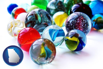 glass marbles - with Georgia icon
