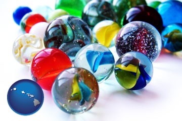 glass marbles - with Hawaii icon