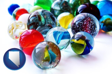glass marbles - with Nevada icon
