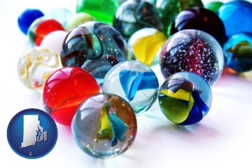 glass marbles - with Rhode Island icon